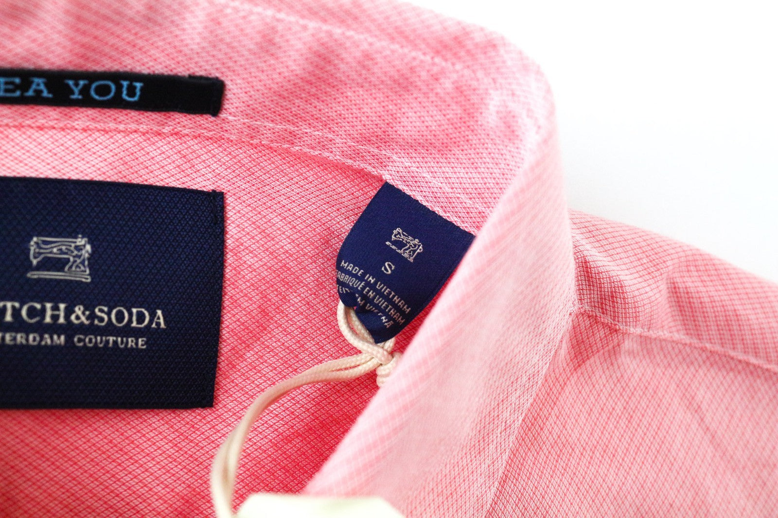 SCOTCH & SODA Ams Couture Men Shirt S Pink Pure Cotton Slim Fit Long Sleeved