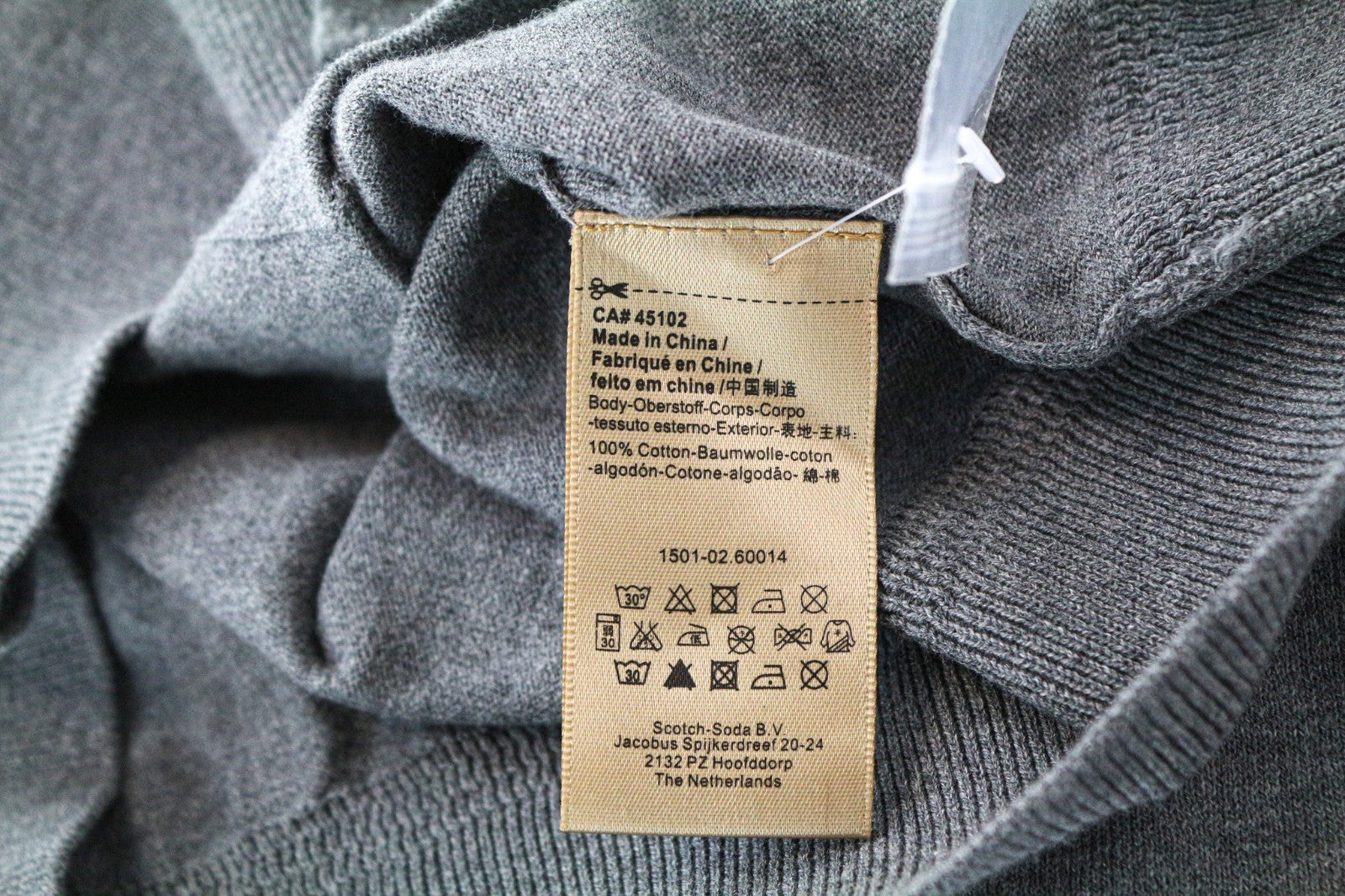 SCOTCH & SODA Ams Couture Men Sweatshirt S Grey Pure Cotton Long Sleeve Cardigan