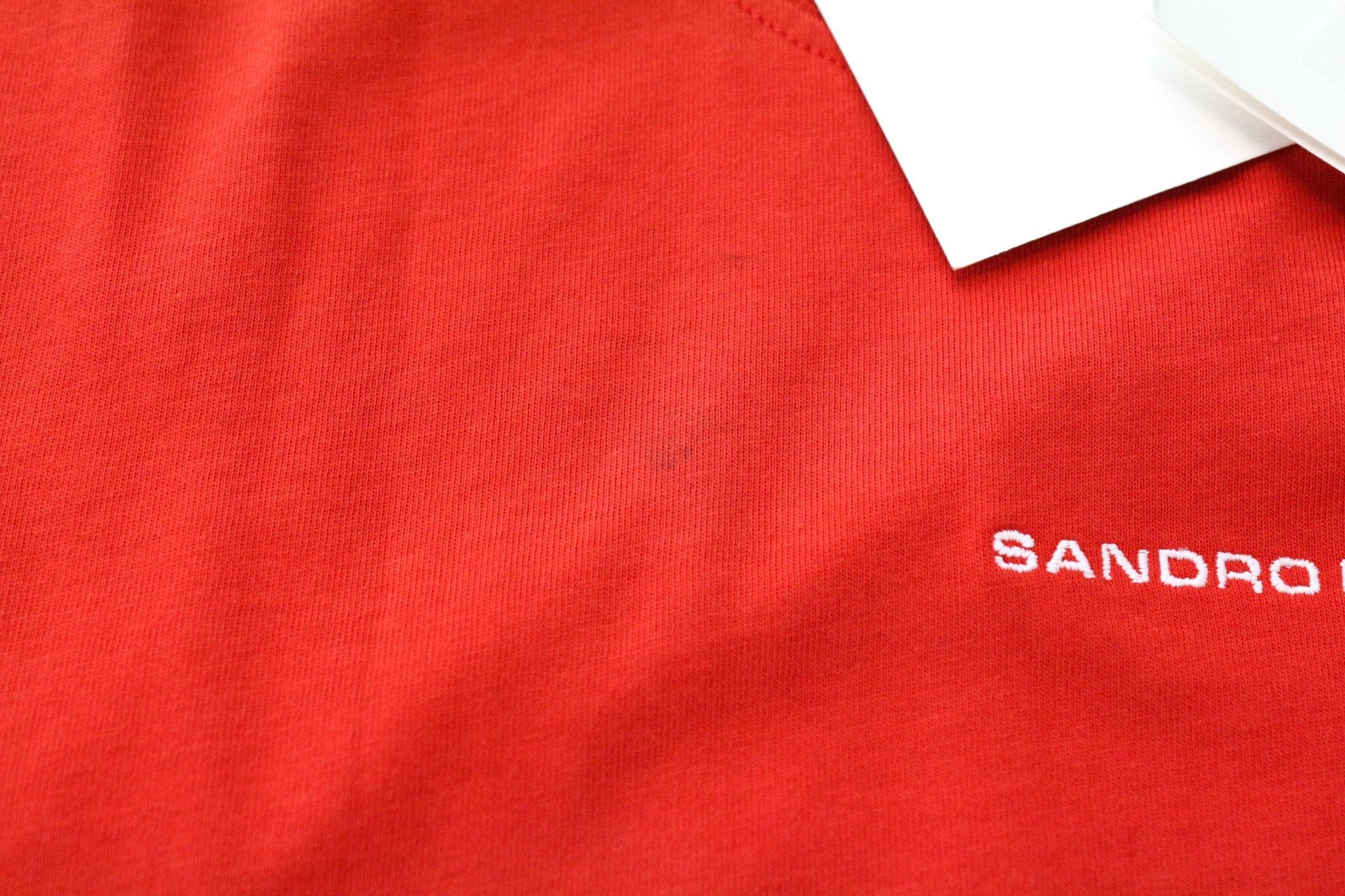 SANDRO Men T-Shirt M Pure Cotton Red Logo Short Sleeved Pull On