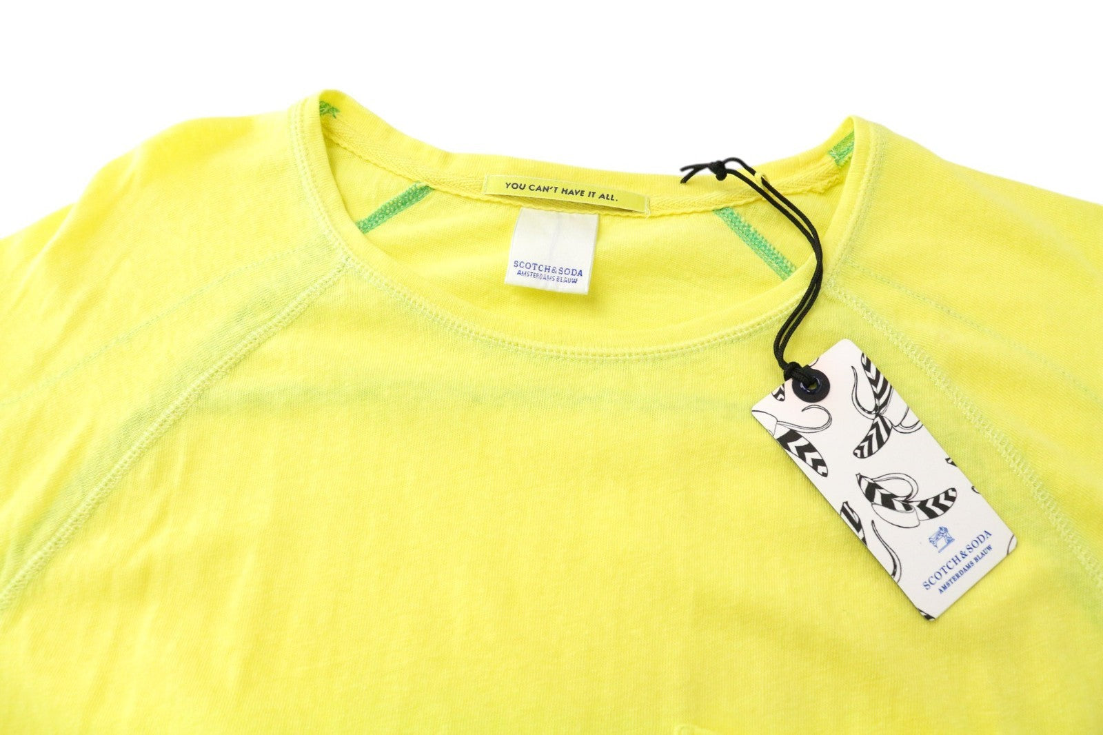 SCOTCH & SODA Ams Blauw Men T-Shirt S/M Yellow Pocketed 3/4 Sleeve Pull On