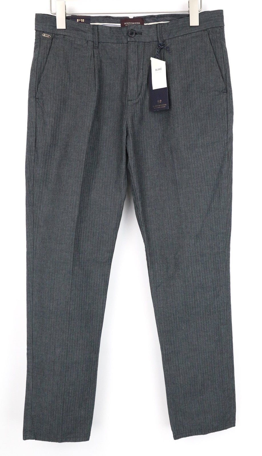 SCOTCH & SODA Blake Men Trousers W31/L32 Relaxed Slim Grey Stretch Patterned