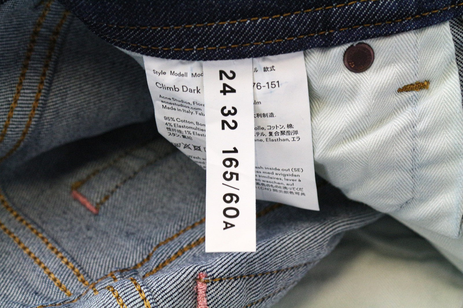 ACNE STUDIOS Climb Women Jeans W24/L32 Dark Blue Skinny Fit Cotton Stretch
