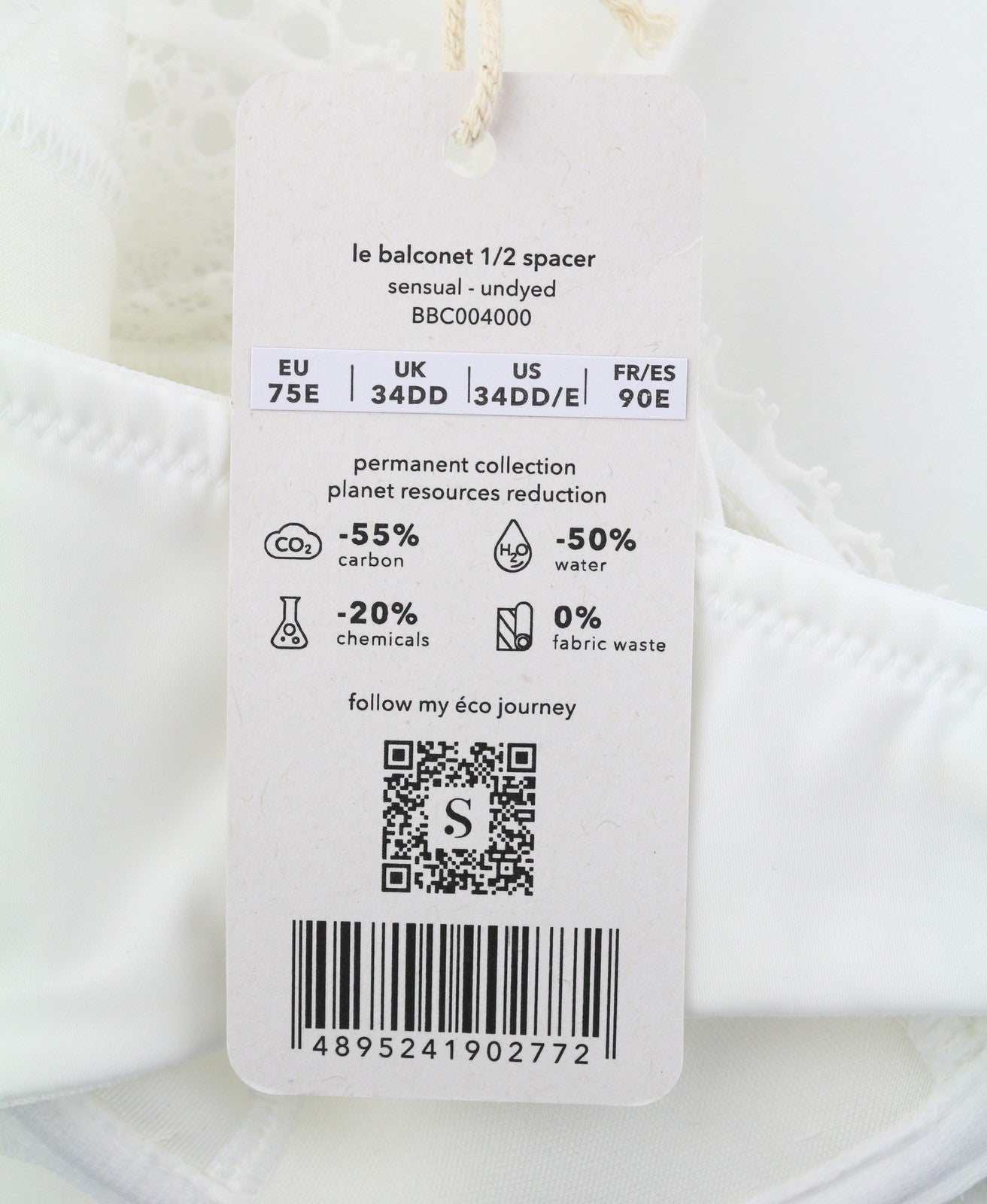SCANDALE Le Balconet 1/2 Spacer Sensual-Undyed Women's Bra 75E White Lace