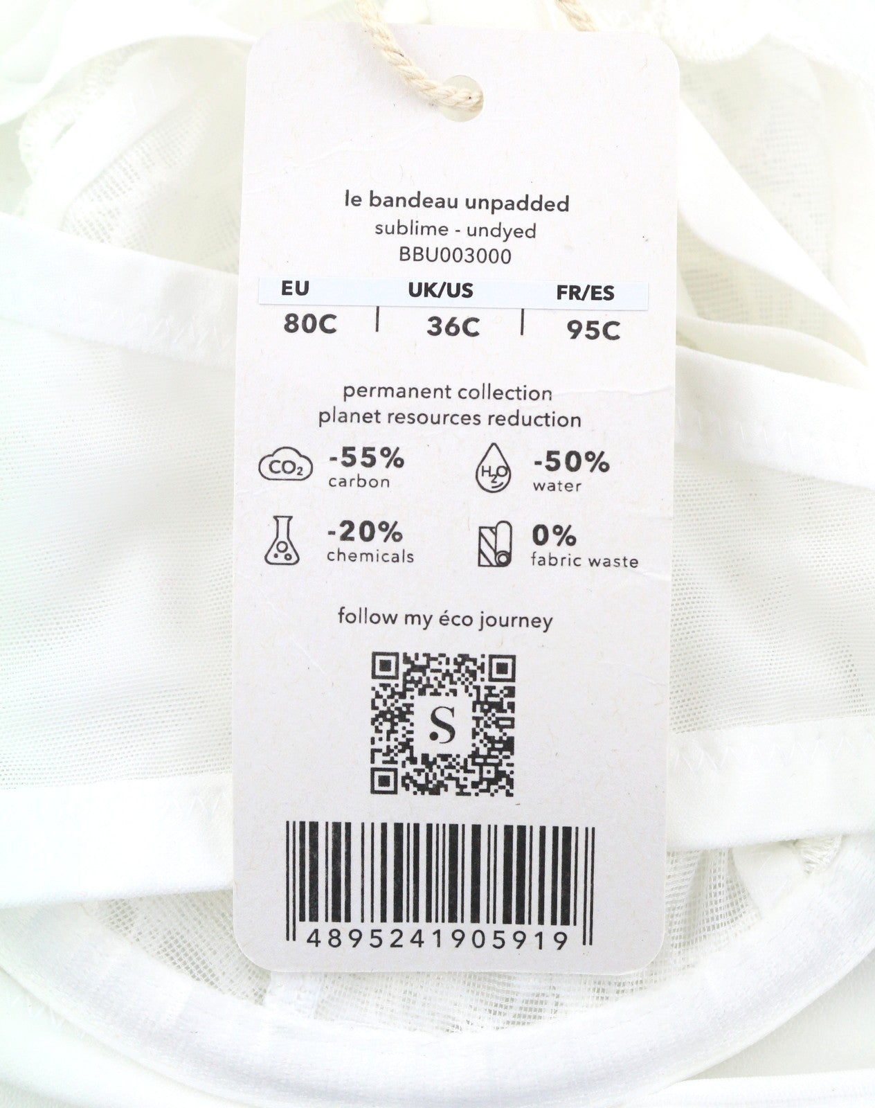 SCANDALE Le Bandeau Unpadded Sublime-Undyed Women's Bra 80C White Lace