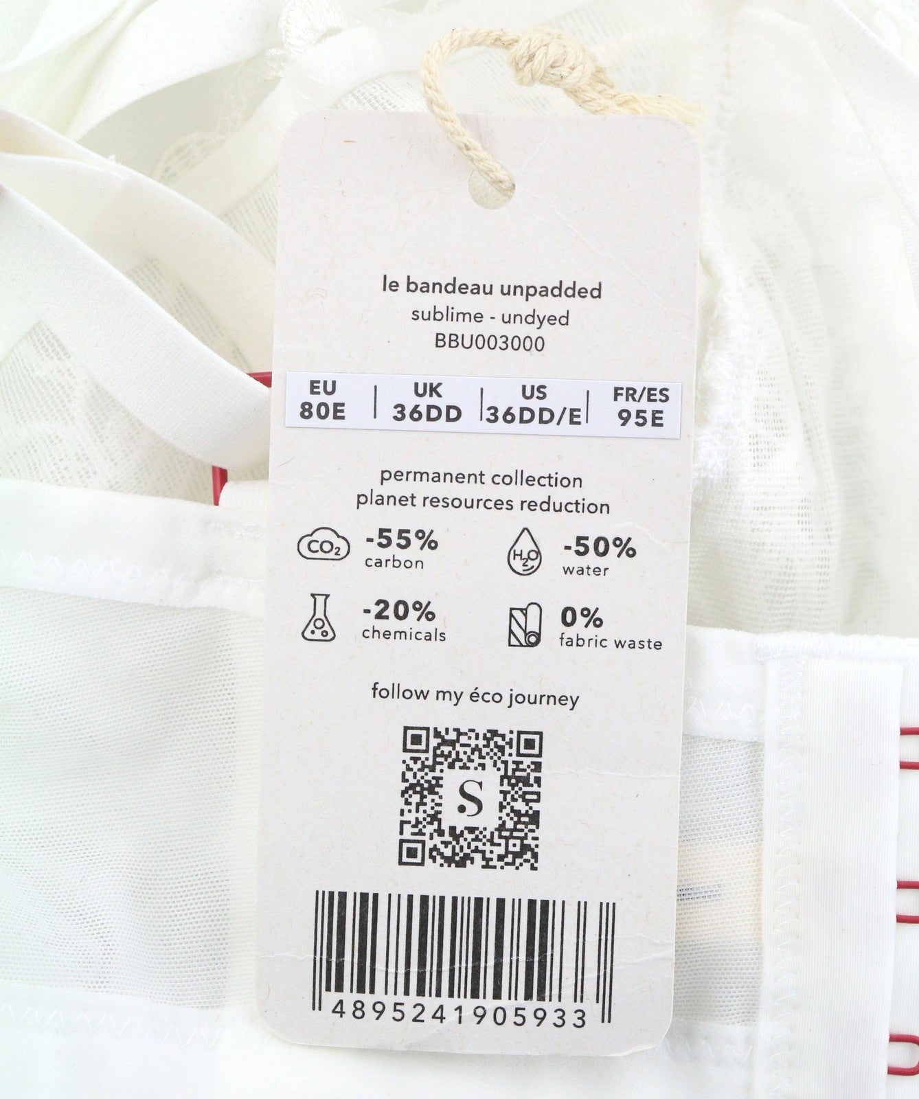 SCANDALE Le Bandeau Unpadded Sublime-Undyed Women's Bra 80E White Lace