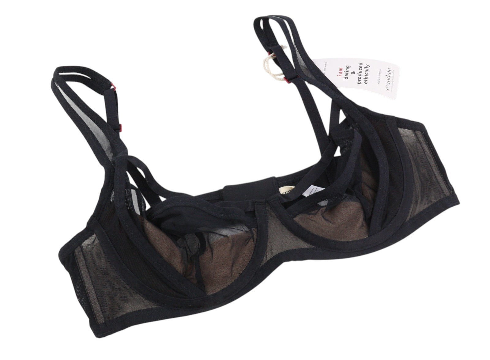 SCANDALE Le Balconet Base Lift Sleek-Black Women's Bra 80C Sheer Finish