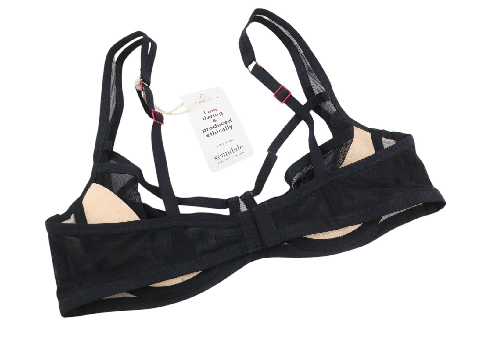 SCANDALE Le Balconet Base Lift Sleek-Black Women's Bra 80C Sheer Finish