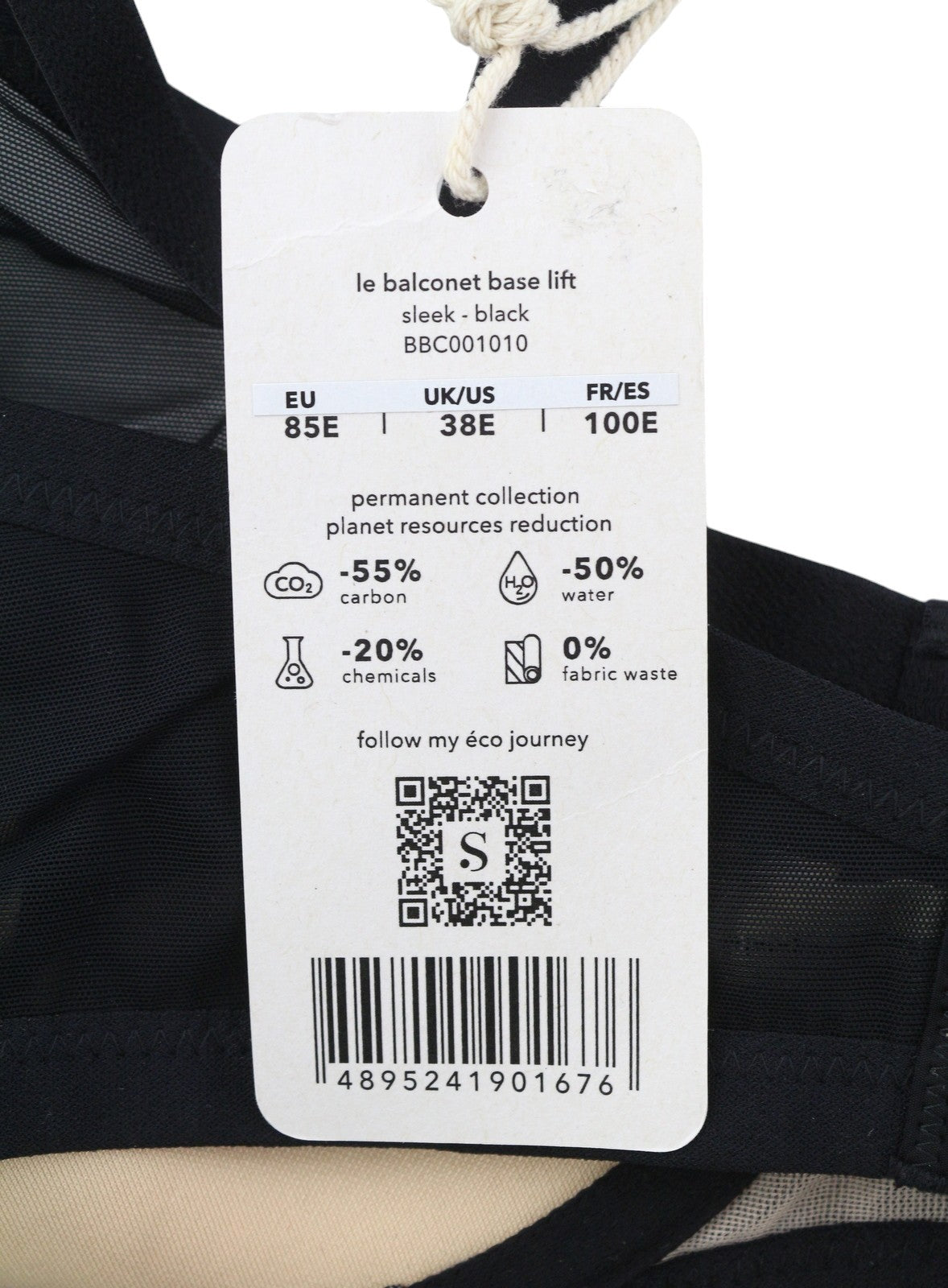 SCANDALE Le Balconet Base Lift Sleek-Black Women's Bra 85E Sheer Mesh