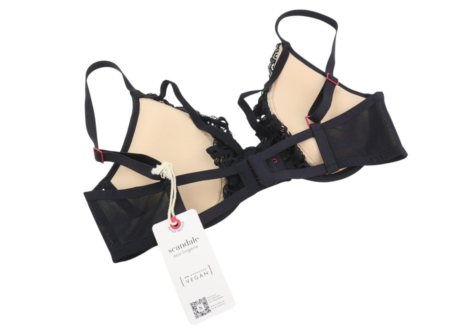 SCANDALE Plunge In Glamour Lace-Wired Women's Bra 90D Black Guipure Trim