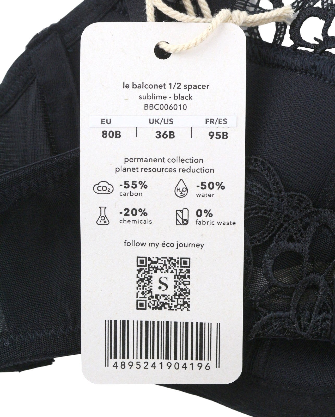 SCANDALE Le Balconet 1/2 Spacer Sublime-Black Women's Bra 80B Lace Cups