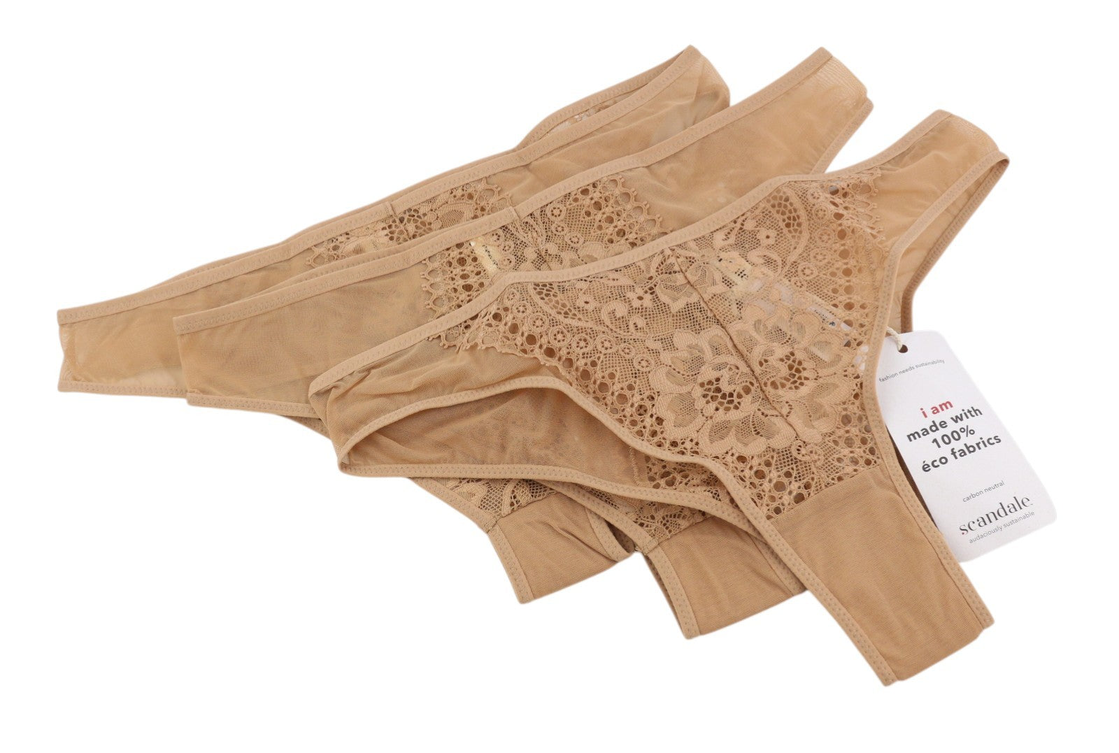 SCANDALE Le Bresilien Sensual-Nude T17 Women's Panties M Lace Brief 3-Pack