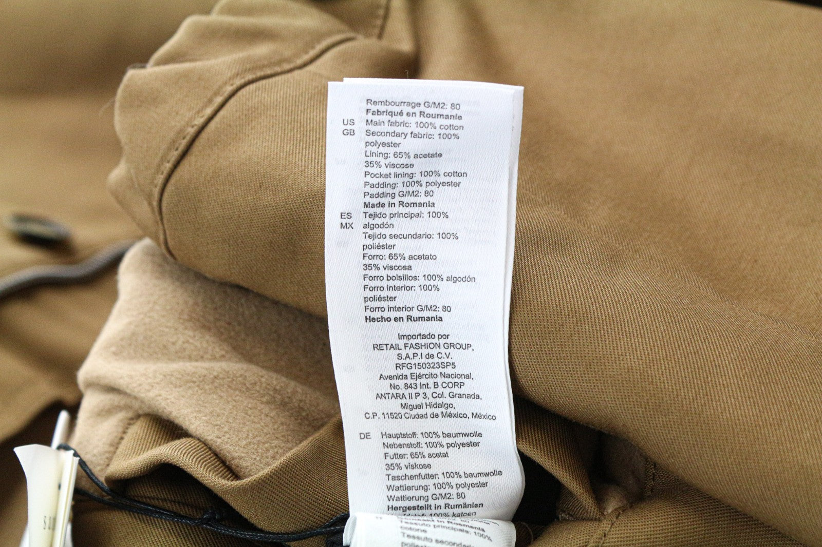 SANDRO Men Jacket L Camel Brown Pure Cotton Hooded Casual Single-Breasted