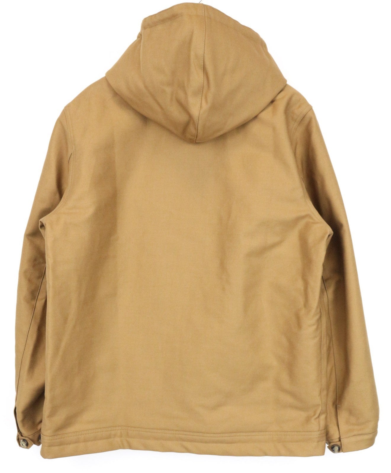 SANDRO Men Jacket L Camel Brown Pure Cotton Hooded Casual Single-Breasted