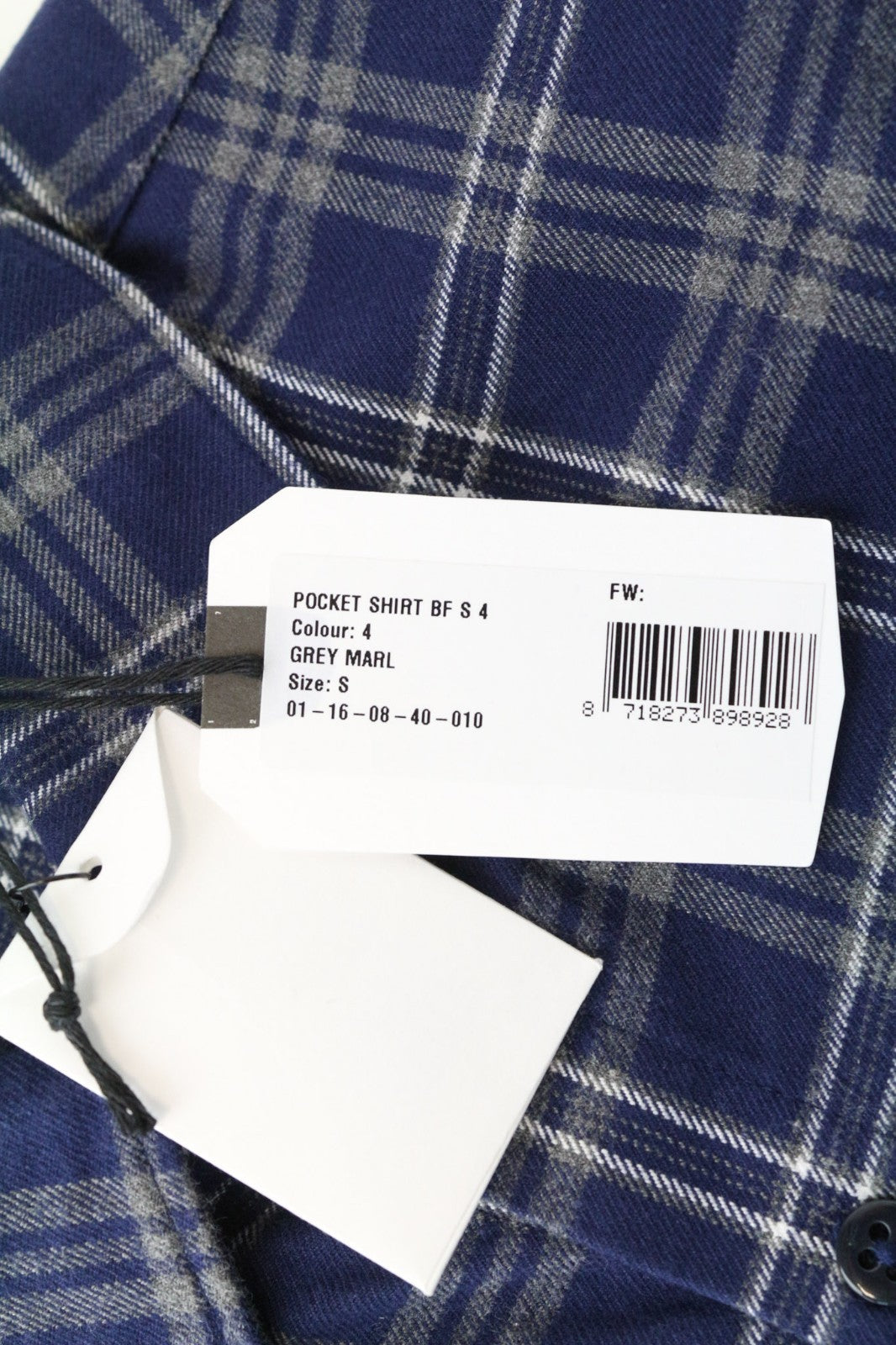 DENHAM Pocket Men Shirt S Blue Flannel-Like Cotton Tartan Check Button-Down