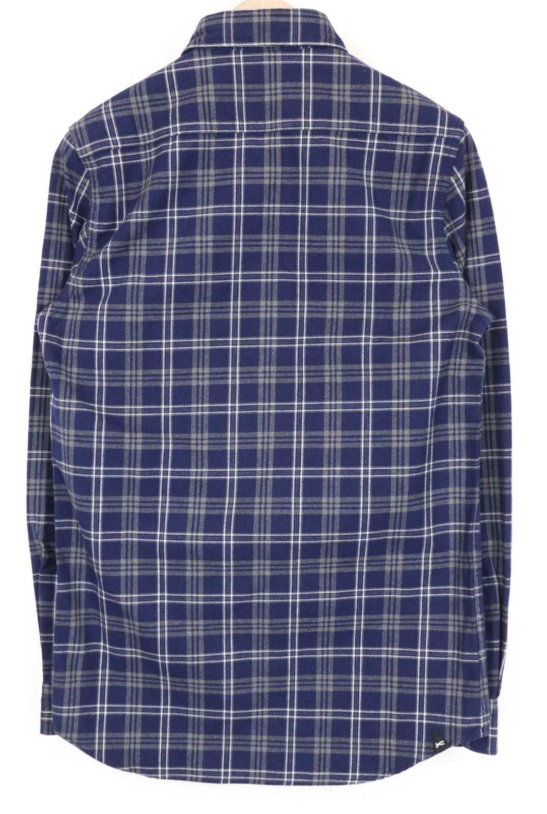 DENHAM Pocket Men Shirt S Tartan Check Print Navy Blue Flannel-Like Button-Down