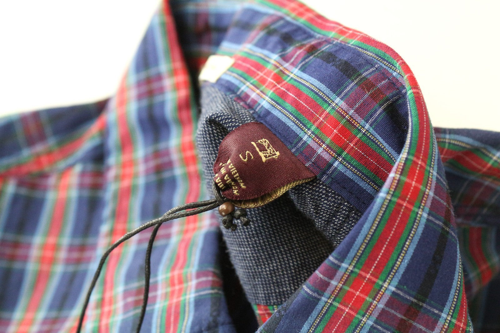 SCOTCH & SODA Men Shirt S Blue Plaid Check Melange Classic Button Up Pure Cotton