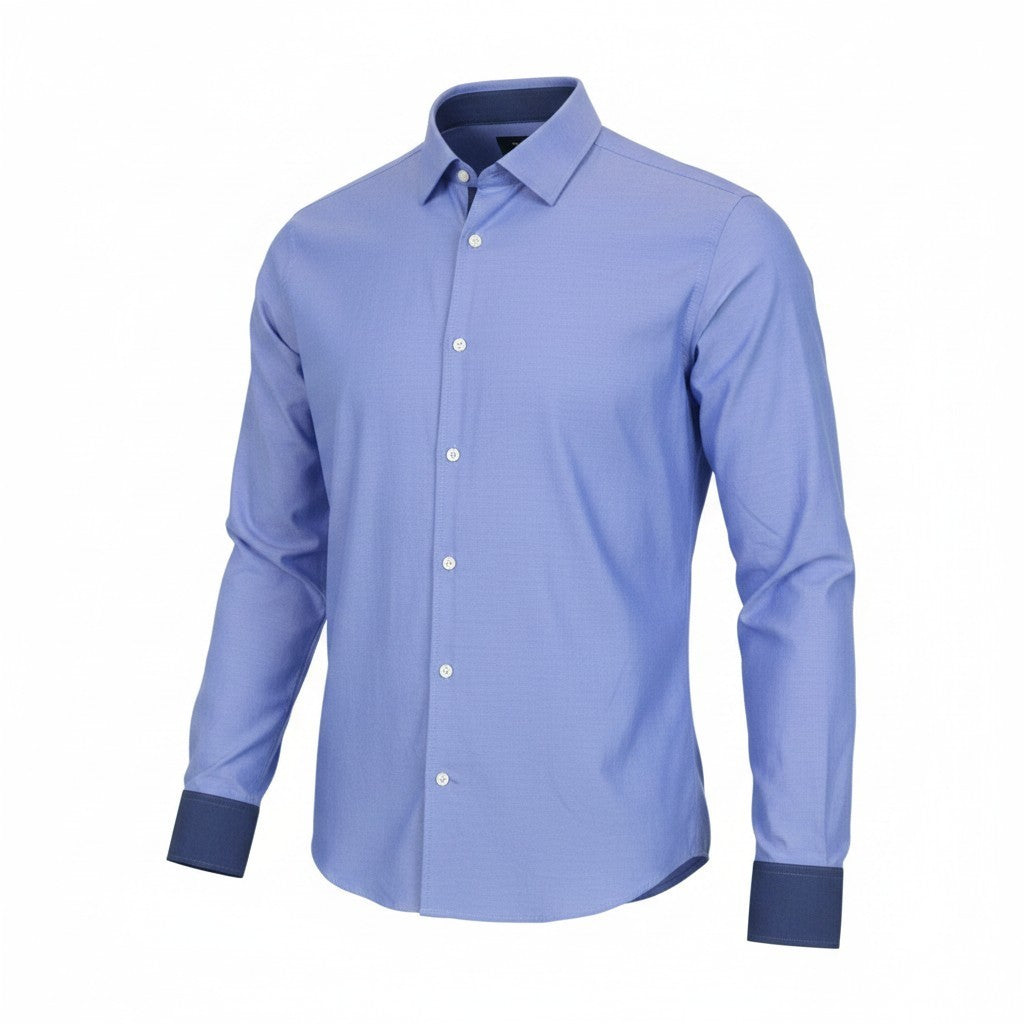 SCOTCH & SODA Men Shirt S Blue Slim Fitted Button Up Melange Pure Cotton