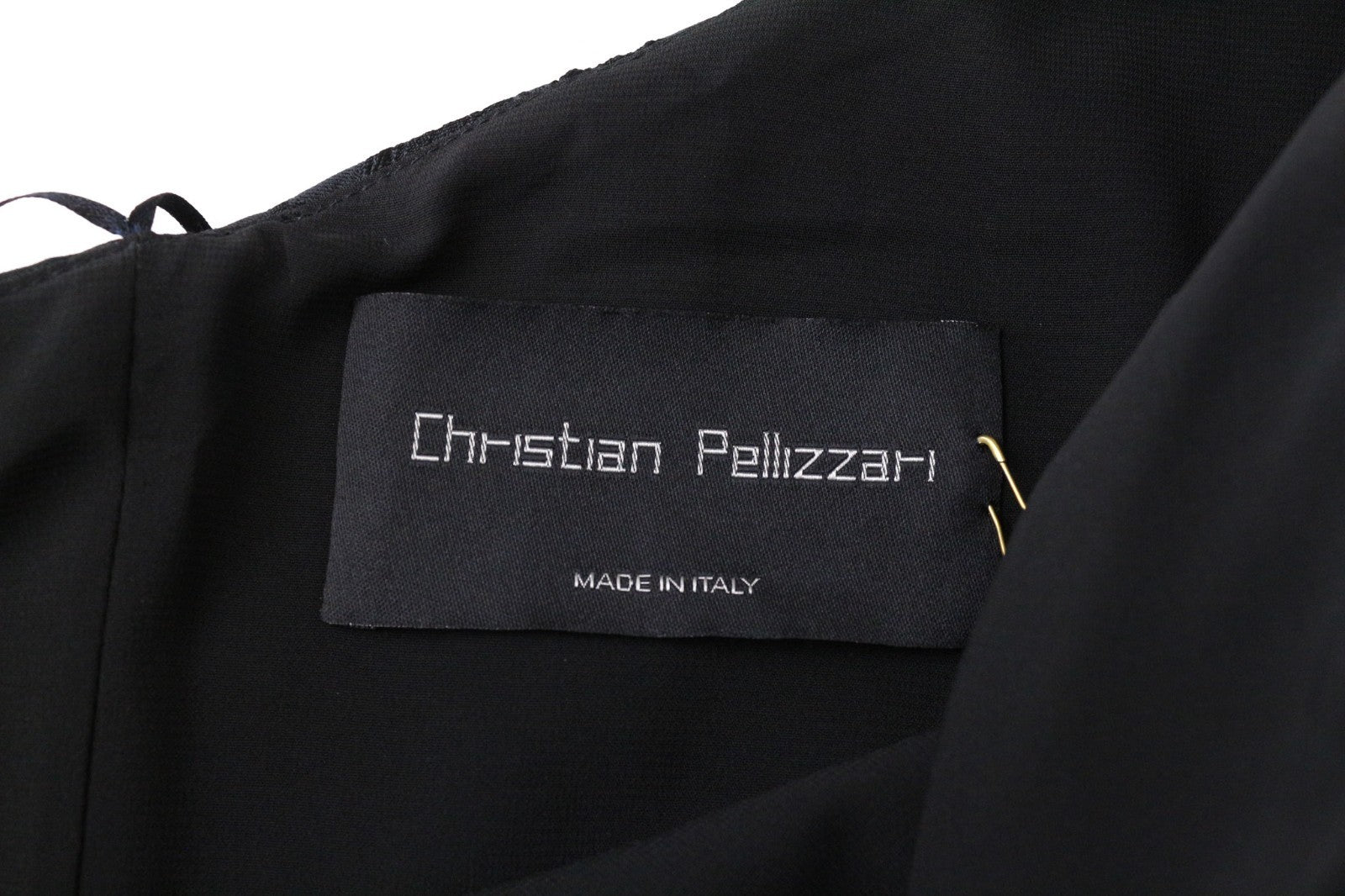 CHRISTIAN PELIZZARI Women Dress IT46 Black Off-Shoulder Ruffled Embroidered