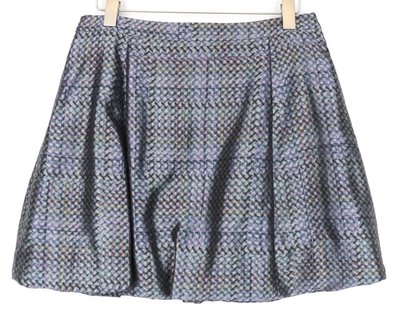 EMPORIO ARMANI Women Skirt IT44/UK12 Grey Patterned Bubble Mini Lined Pleat
