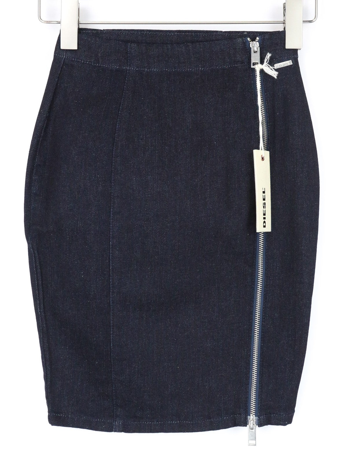 DIESEL DE-TRAX GONNA 0EALB Women Skirt W23 Dark Blue Denim-Like Pencil Zipped