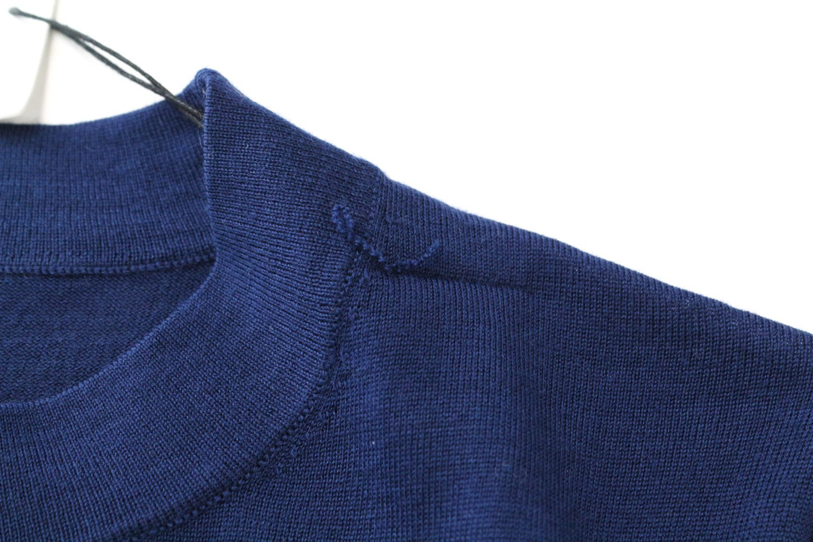 SANDRO Men Jumper XS Nay Blue Slim Sweater Crew Neck Tight-Knitted Pure Wool