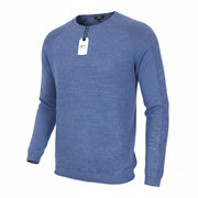 DENHAM Carver Men Jumper XS Blue Marl Sweater Crew Neck Melange Knit Cotton