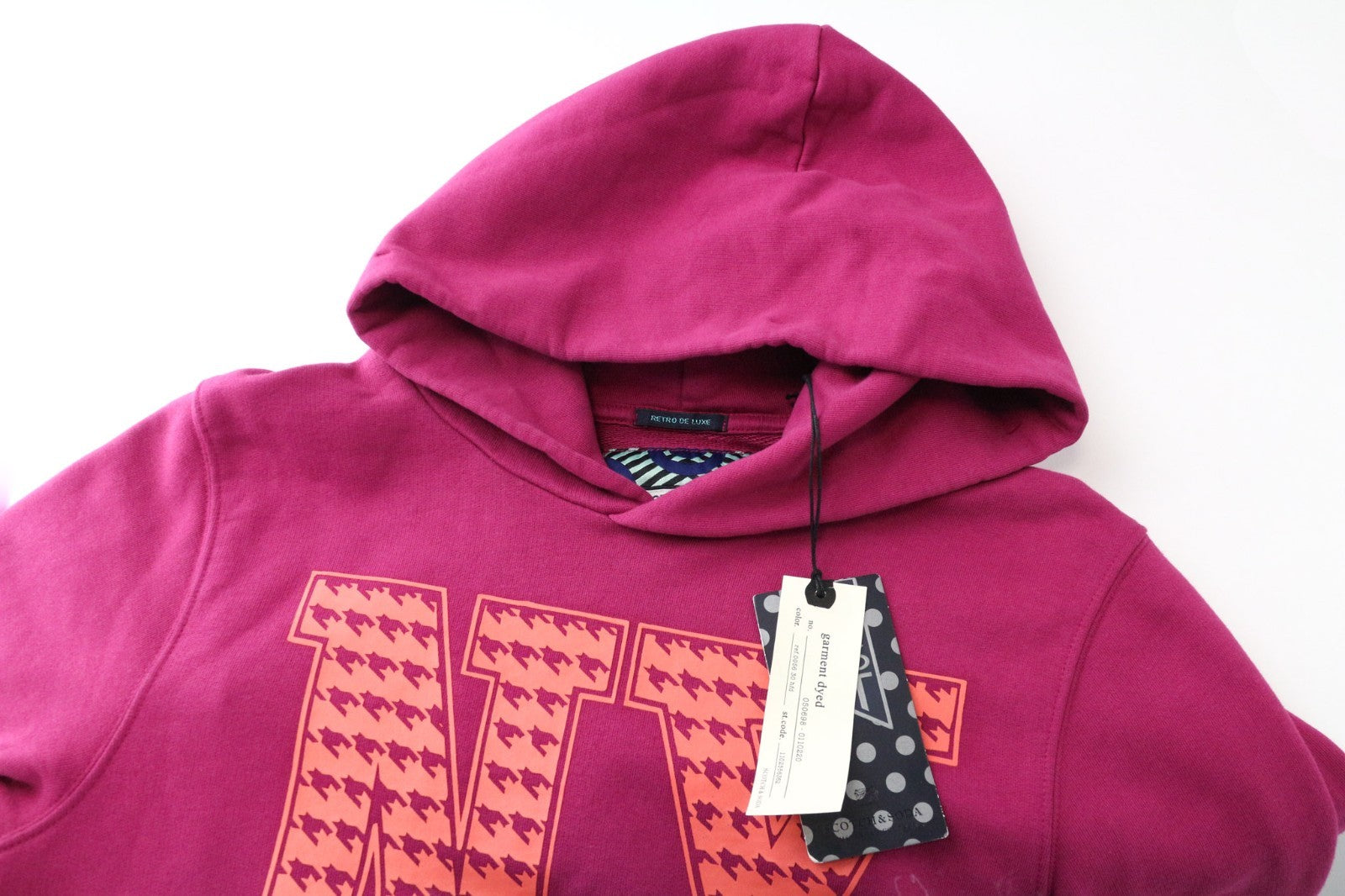 SCOTCH & SODA Men Sweatshirt S Purple Pink Graphic Jersey Hoodie Garment-Dyed