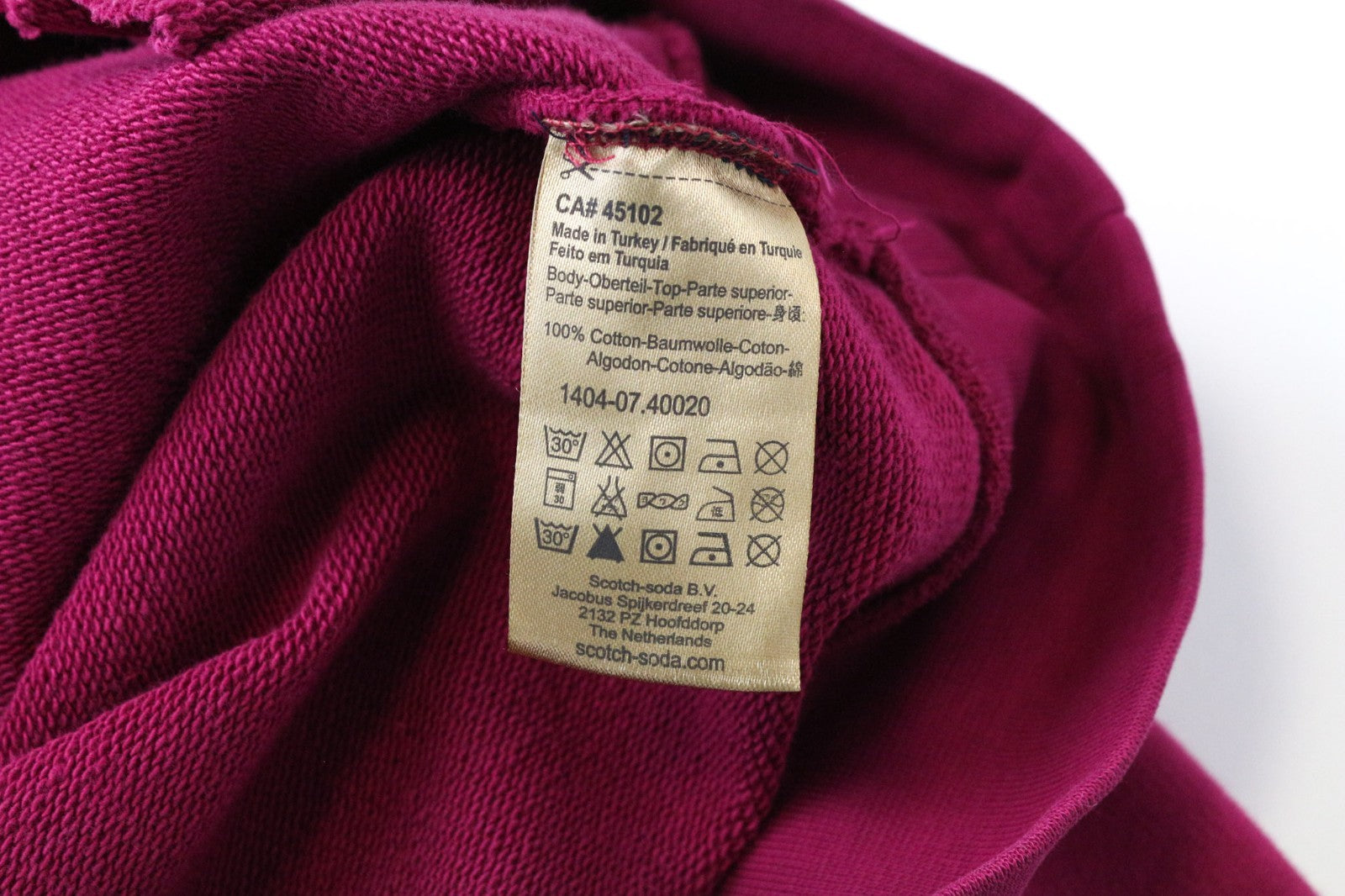 SCOTCH & SODA Men Sweatshirt S Purple Pink Graphic Jersey Hoodie Garment-Dyed