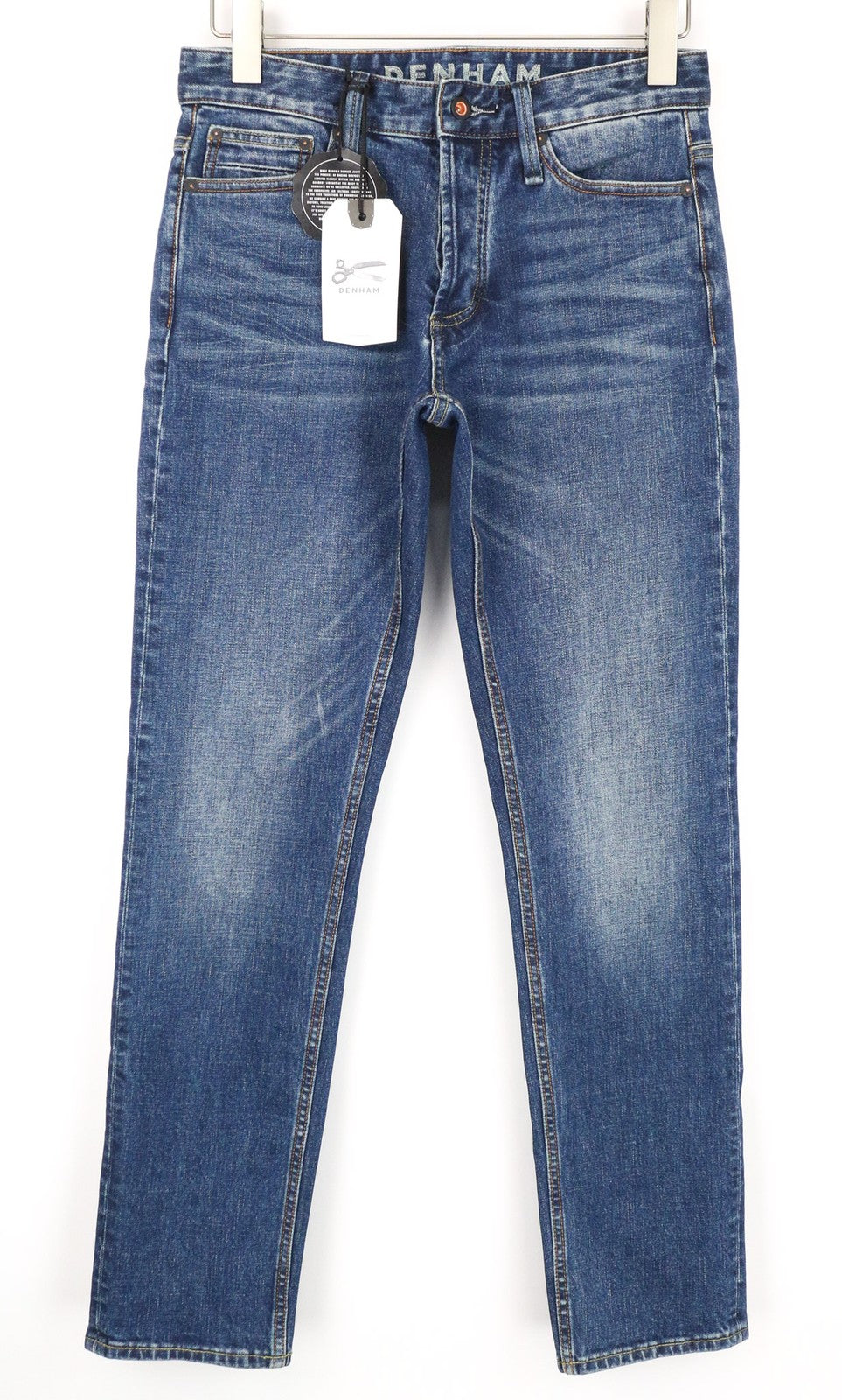 DENHAM Drill Men Jeans W27/L32 Blue Slim Tapered Fit Classic Buttoned Stretch