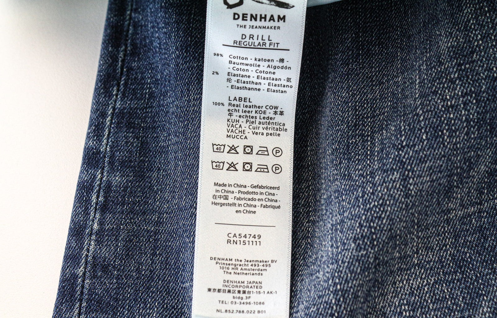 DENHAM Drill Men Jeans W27/L32 Blue Slim Tapered Fit Classic Buttoned Stretch
