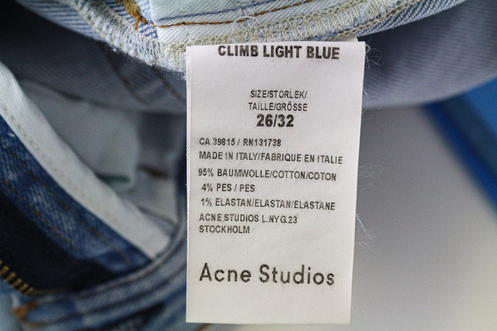 ACNE STUDIOS Climb Women Jeans W26/L32 Light Blue Skinny Fitted Stretch Zippered