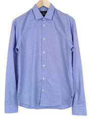 SCOTCH & SODA Men Shirt S Blue Checked Print Classic Pure Cotton Button Up