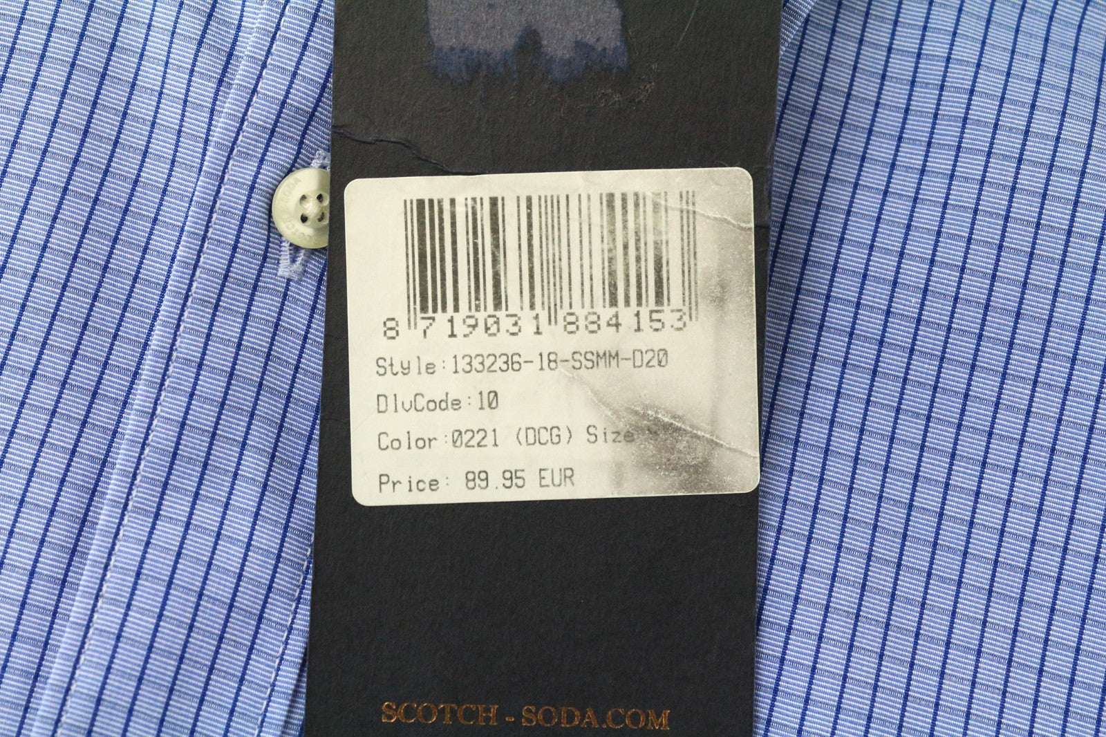 SCOTCH & SODA Men Shirt S Blue Checked Print Classic Pure Cotton Button Up