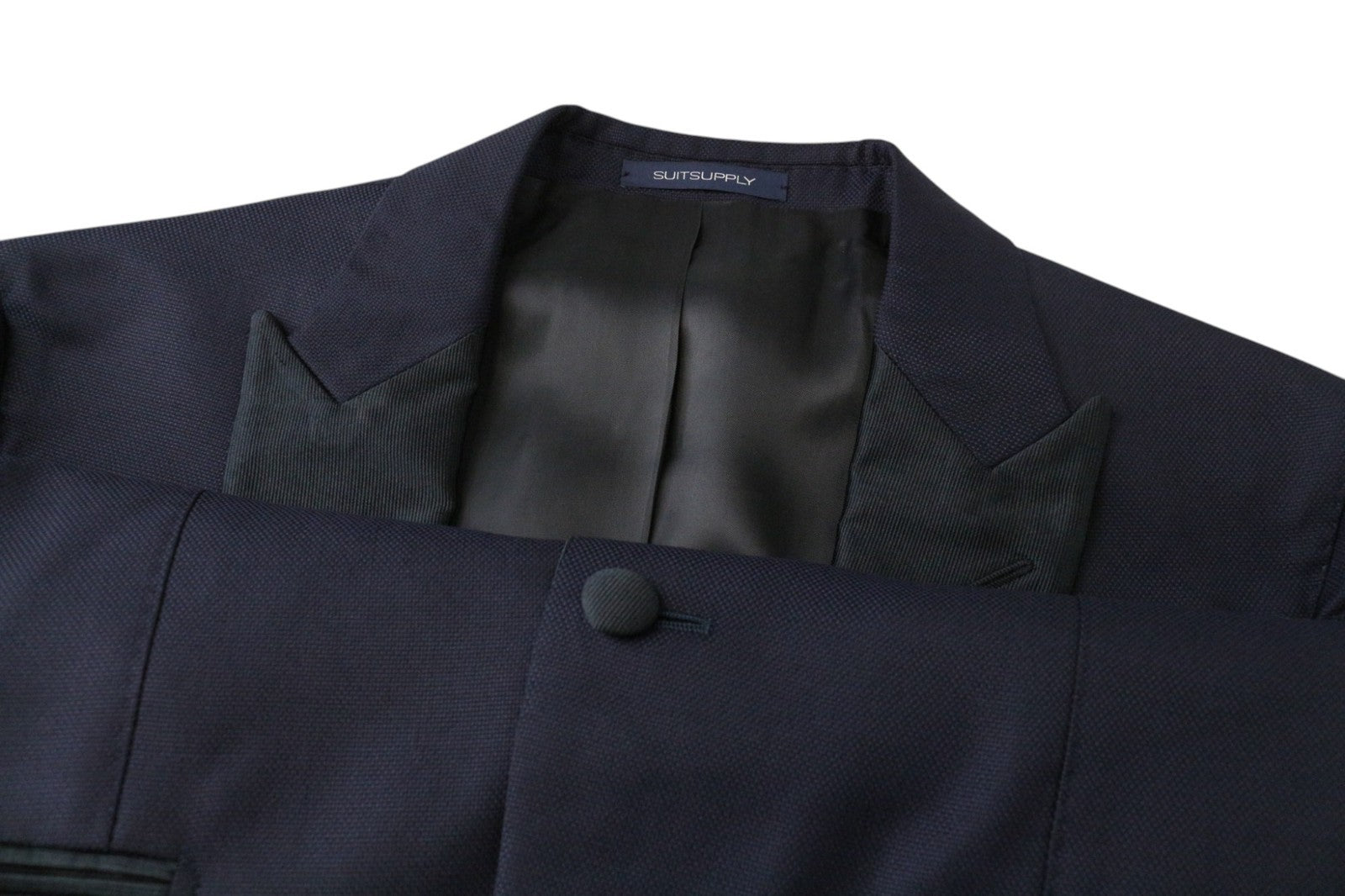 SUITSUPPLY La Spalla Men Suit UK36R Wool S130s Tuxedo Navy Blue 3-Piece Slim