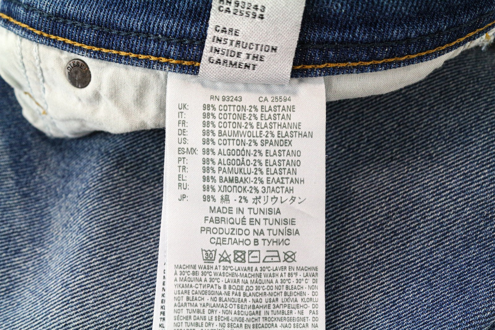 DIESEL Larkee-Beex 089AW Men Jeans W32/L32 Blue Regular Tapered Distress Stretch