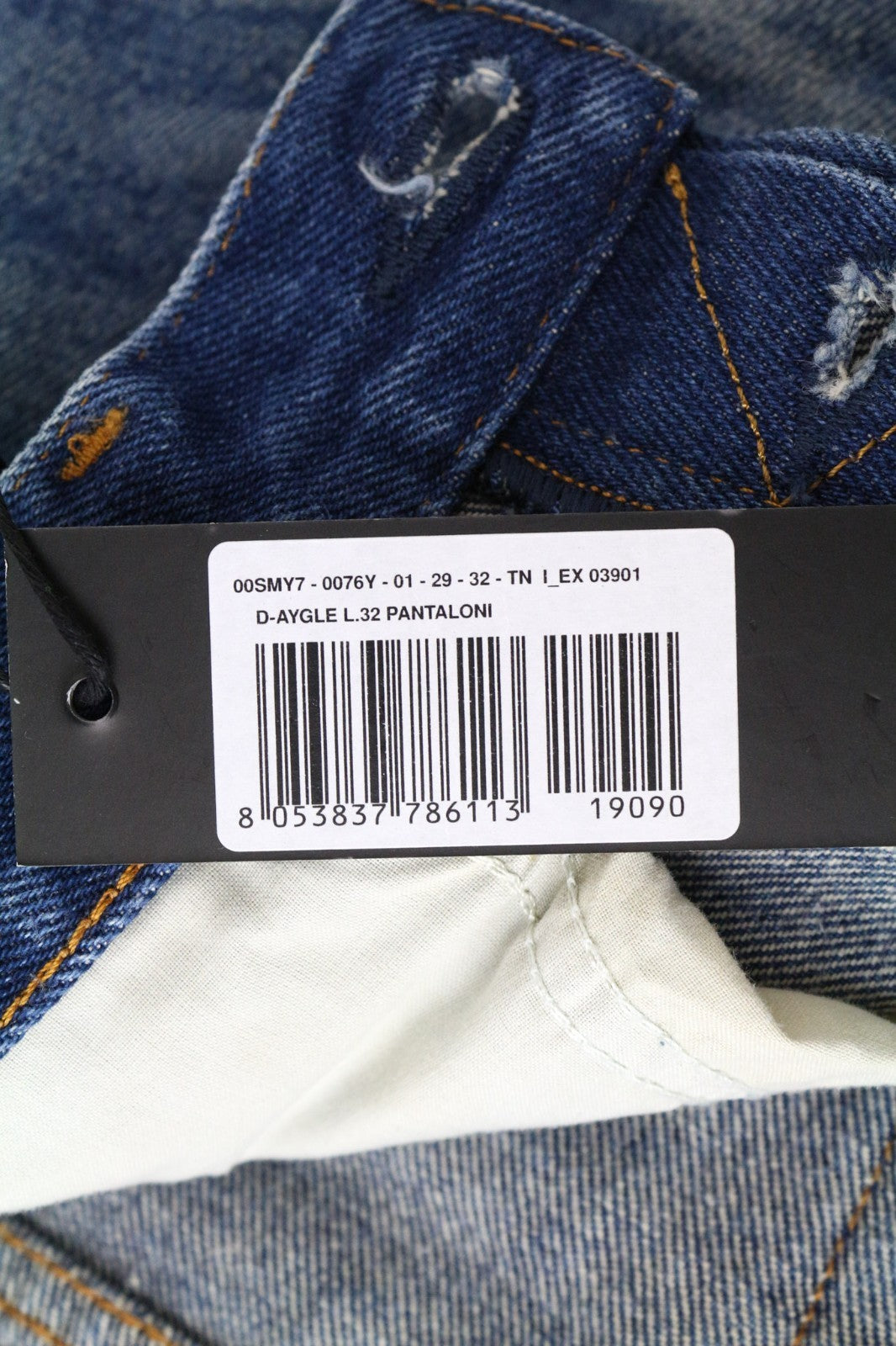 DIESEL D-Aygle 0076Y Men Jeans W29/L32 Blue Tapered Fit Non-Stretch Buttoned