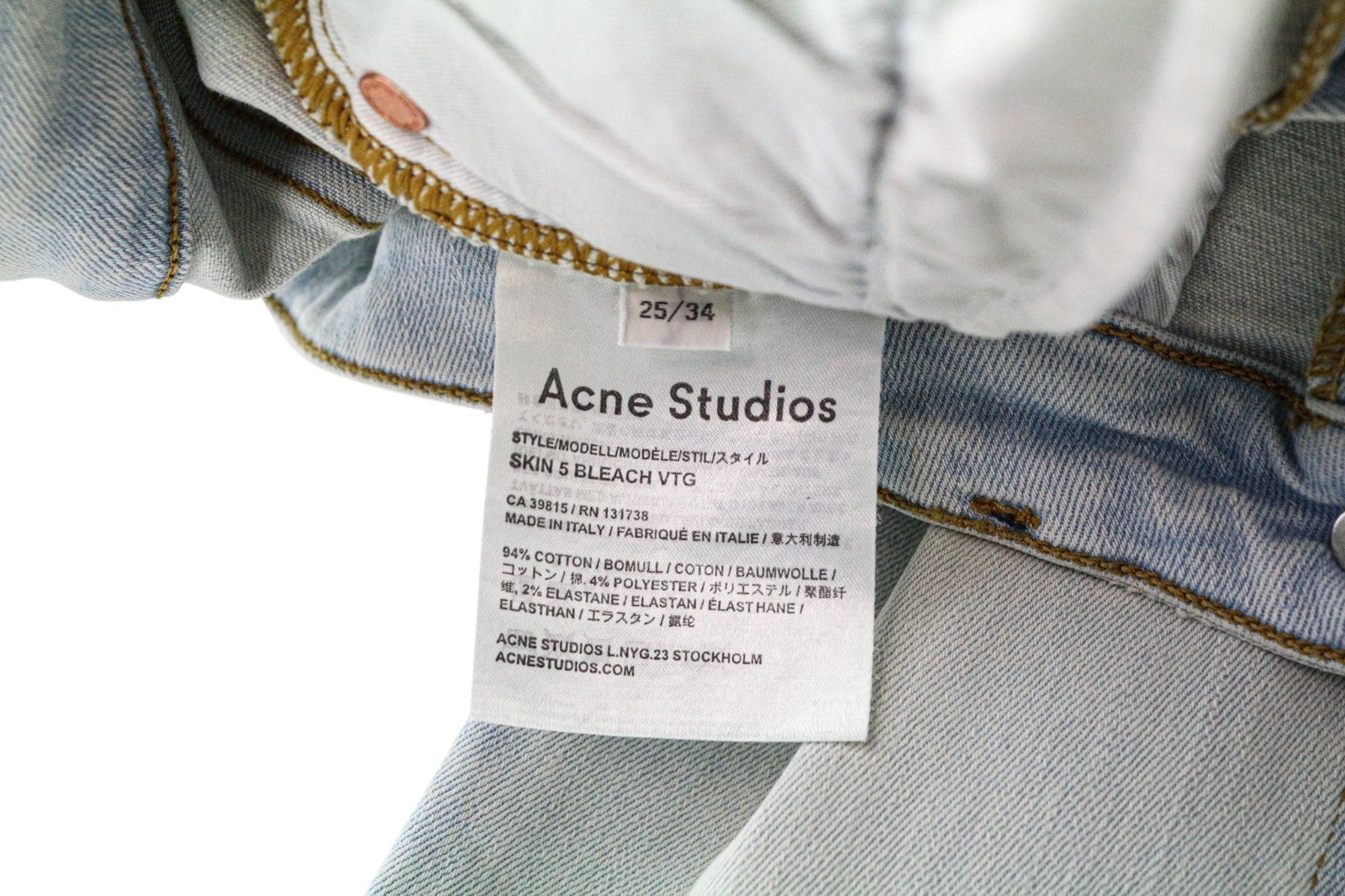 ACNE STUDIOS Skin 5 Pocket Women Jeans W25/L34 Light Blue Skinny Fitted Stretch