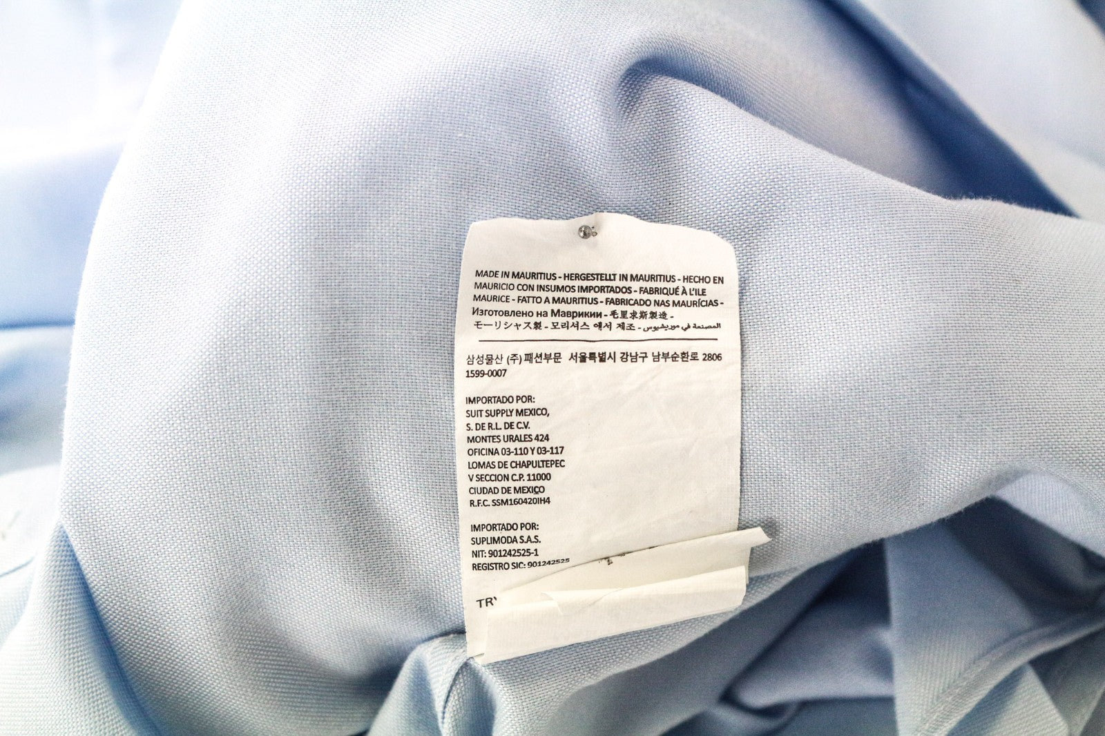 SUITSUPPLY Men Shirt 45L/17 3/4L Slim Pure Cotton Blue Long Sleeved Classic