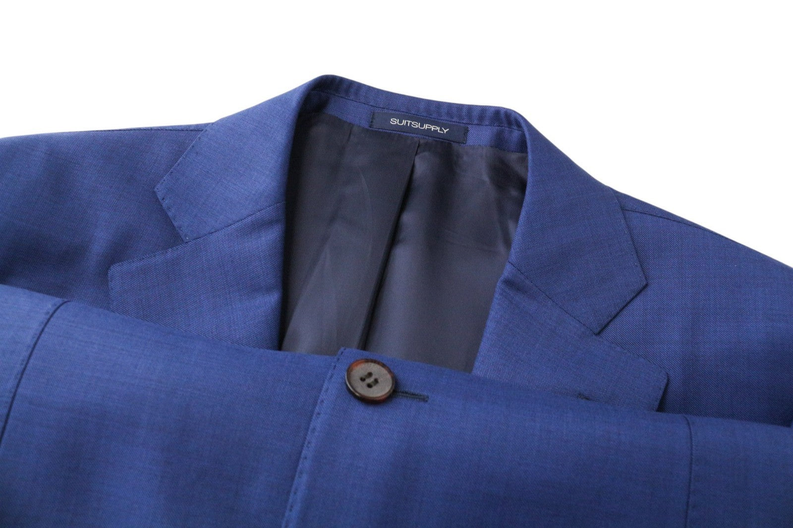 SUITSUPPLY Lazio Men Blazer UK42L Blue Slim Pure Wool Single-Breasted Classic