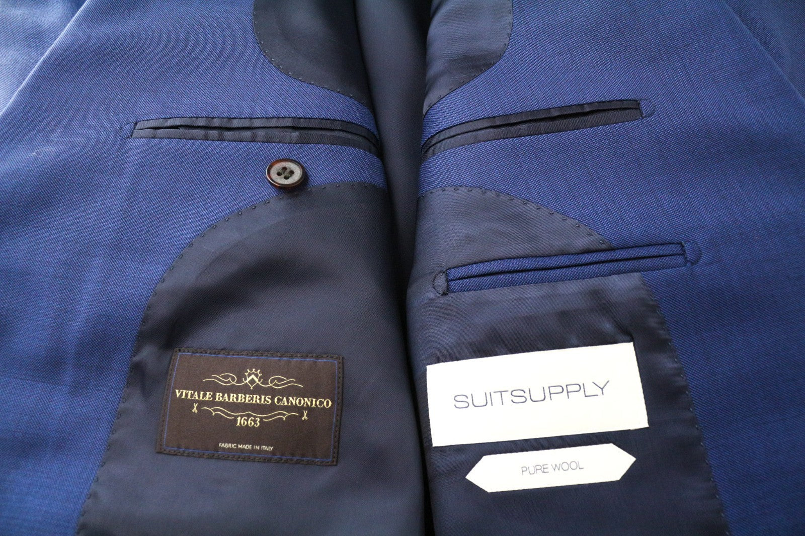 SUITSUPPLY Lazio Men Blazer UK42L Blue Slim Pure Wool Single-Breasted Classic