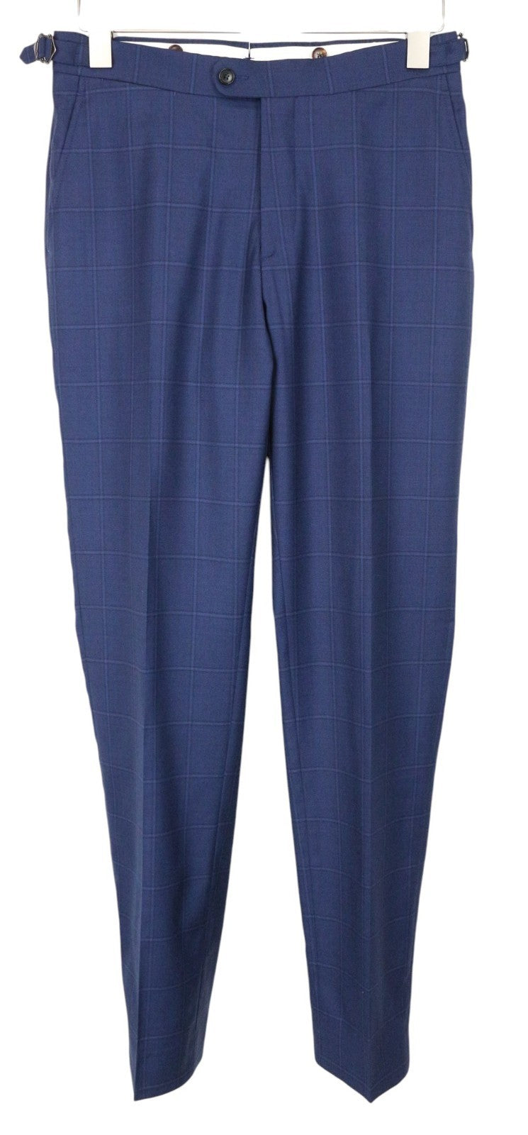 SUITSUPPLY La Spalla Men Trousers UK34R Blue Pure Wool Checked Pleated Formal