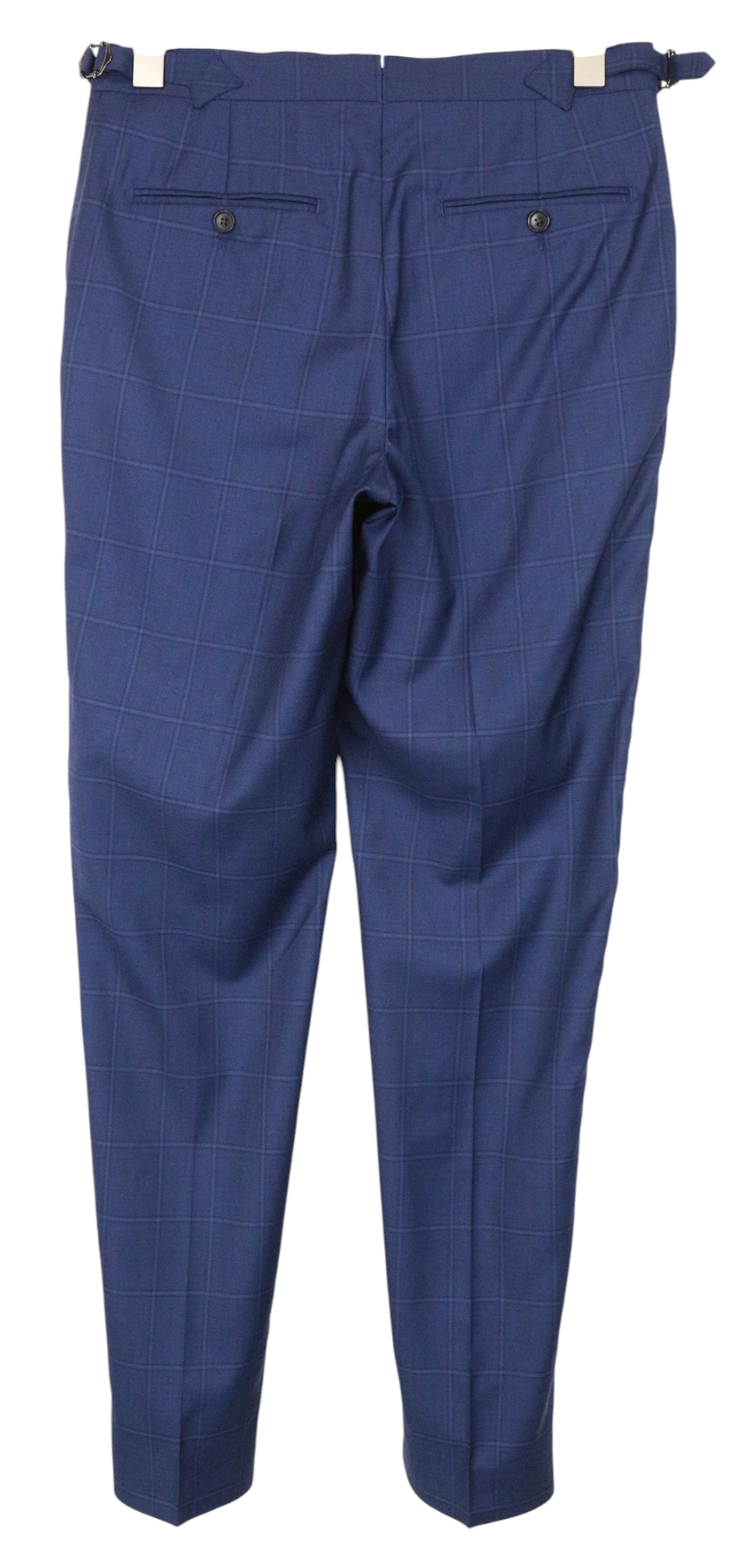SUITSUPPLY La Spalla Men Trousers UK34R Blue Pure Wool Checked Pleated Formal