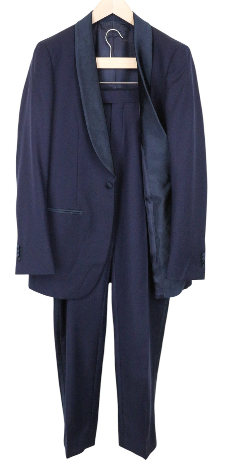 SUITSUPPLY Havana Tux Men Suit UK38L Pure Wool Super 110s Slim Blue 2 Piece