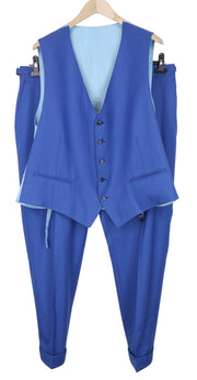 SUITSUPPLY Ferrara Men Suit UK50R Waistcoat Trousers Pure Wool Blue 2 Piece