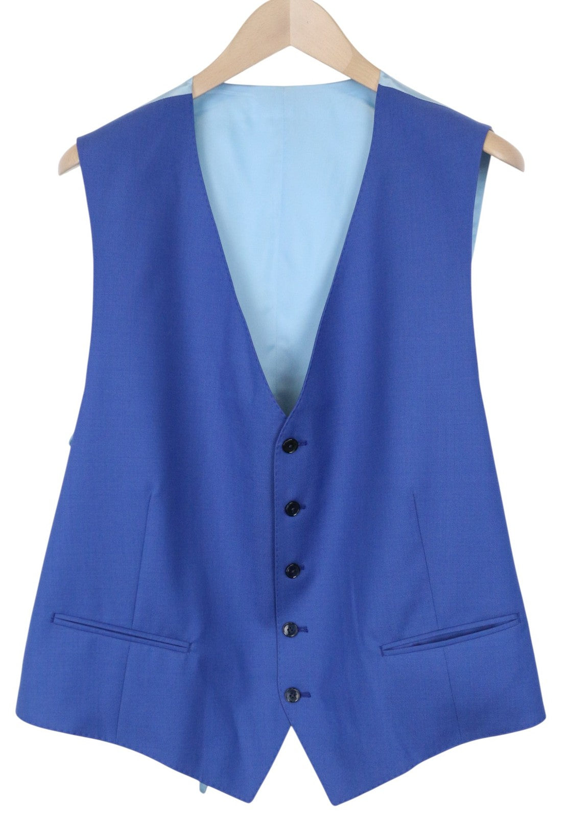 SUITSUPPLY Ferrara Men Suit UK50R Waistcoat Trousers Pure Wool Blue 2 Piece