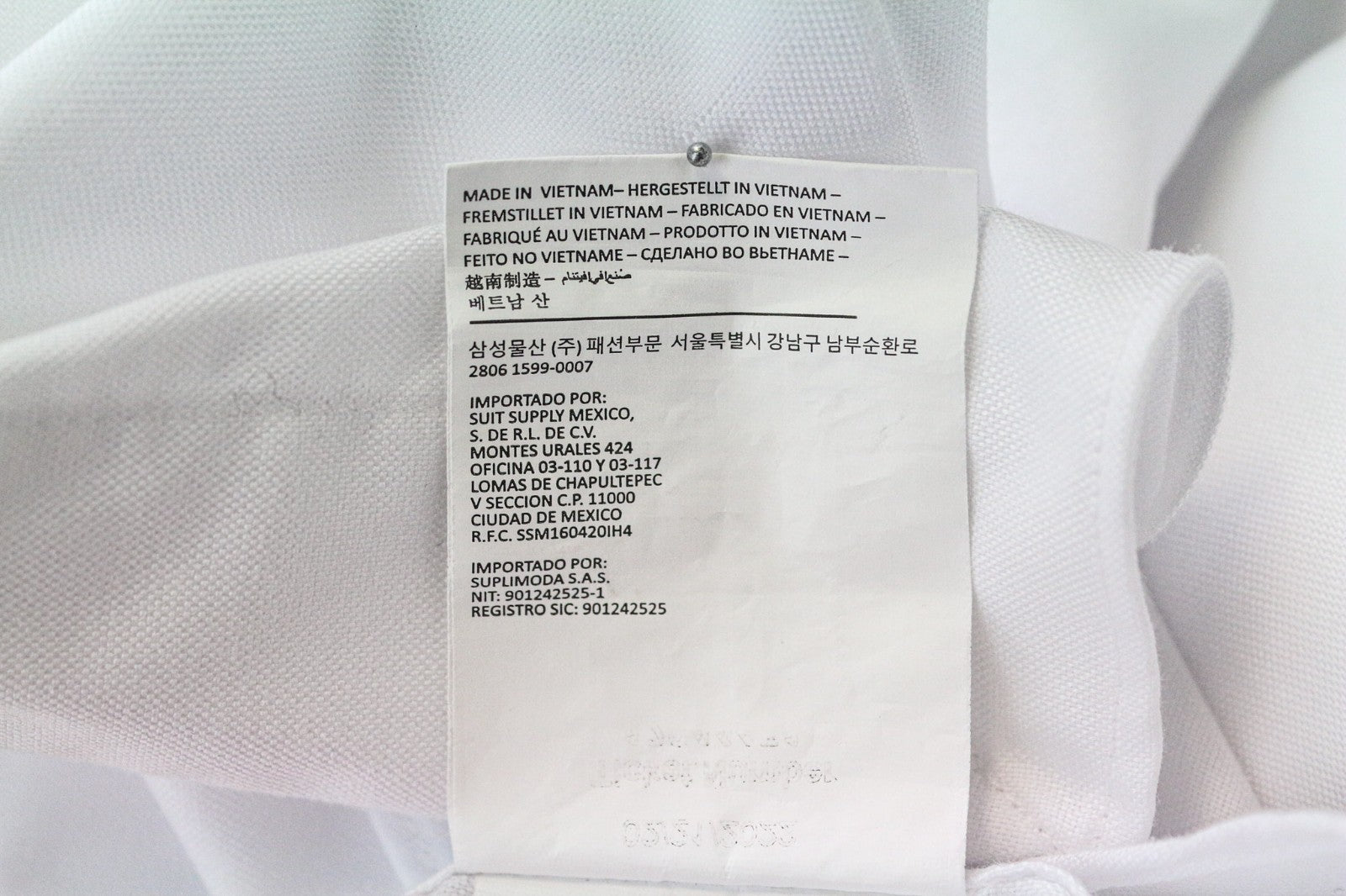 SUITSUPPLY Traveller Men Shirt 43 Slim White Pure Cotton Spread Collar Formal