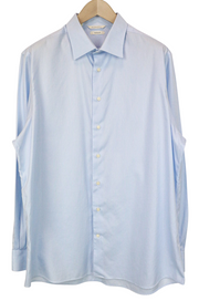 SUITSUPPLY Traveller Men Shirt 45/ 17 3/4 Slim Blue Pure Cotton Button-Up Formal