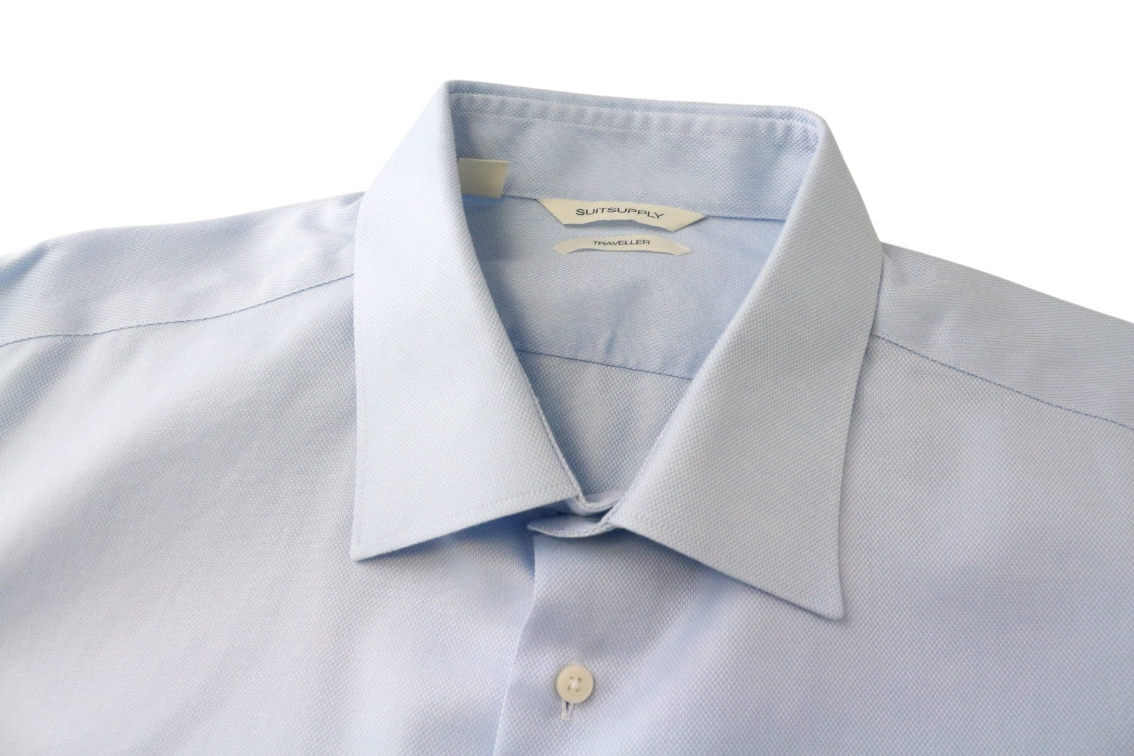 SUITSUPPLY Traveller Men Shirt 45/ 17 3/4 Slim Blue Pure Cotton Button-Up Formal