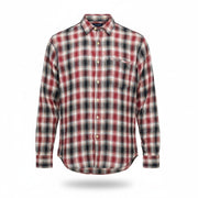 DENHAM Simpler Men Shirt M Red Cotton Blend Checked Long Sleeved Pocketed