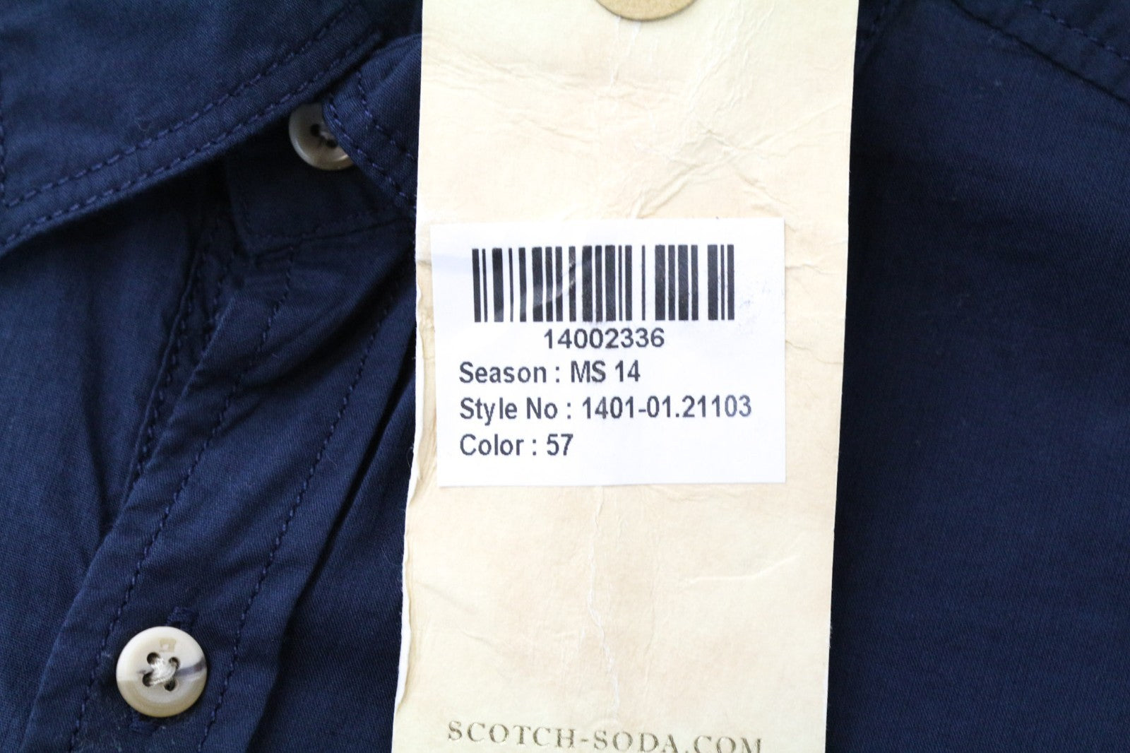 SCOTCH & SODA Ams Couture Men Shirt ~M Navy Blue Pocketed Button-Up 3/4 Sleeve